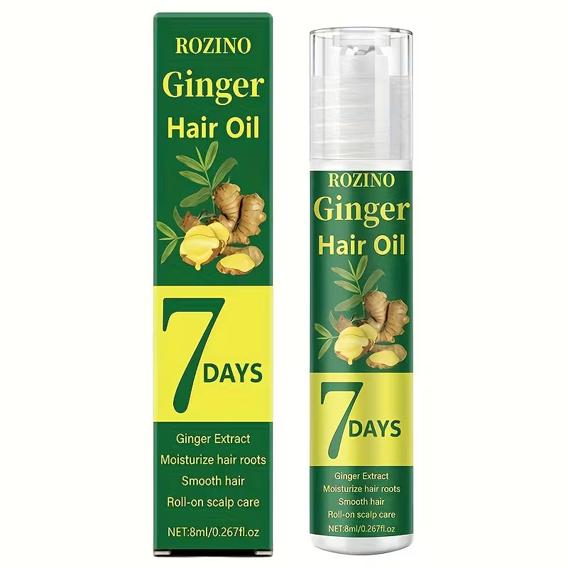 7 day ginger hair care essential oil scalp strengthening serum nourishes repairs soothes controls oil and adds volume removes loose flakes repairs split damaged ends prevents splitting and breakage instantly repairs frizz 8ml 0 267fl oz -1
