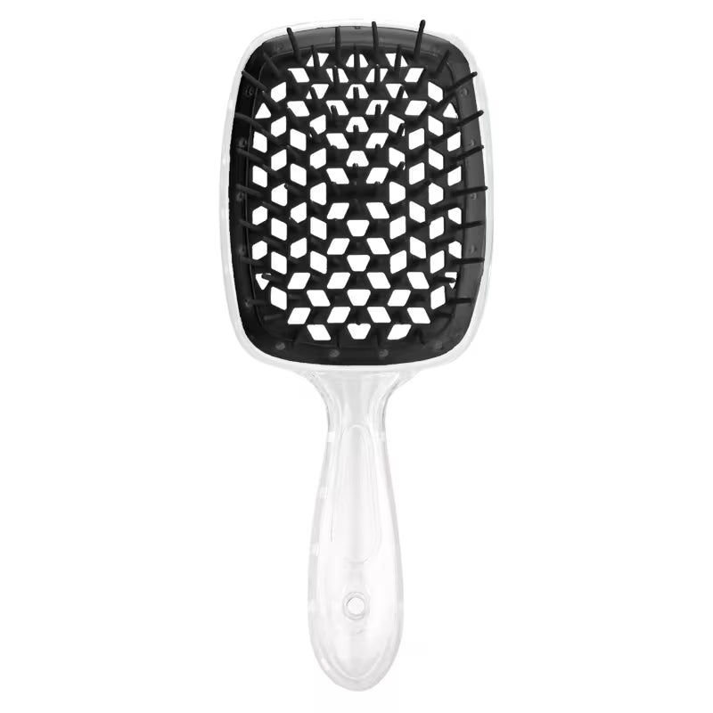 hollow mesh comb for wet and dry use scalp massaging hair   hairdressing tool head massager comb transparent handle black 15